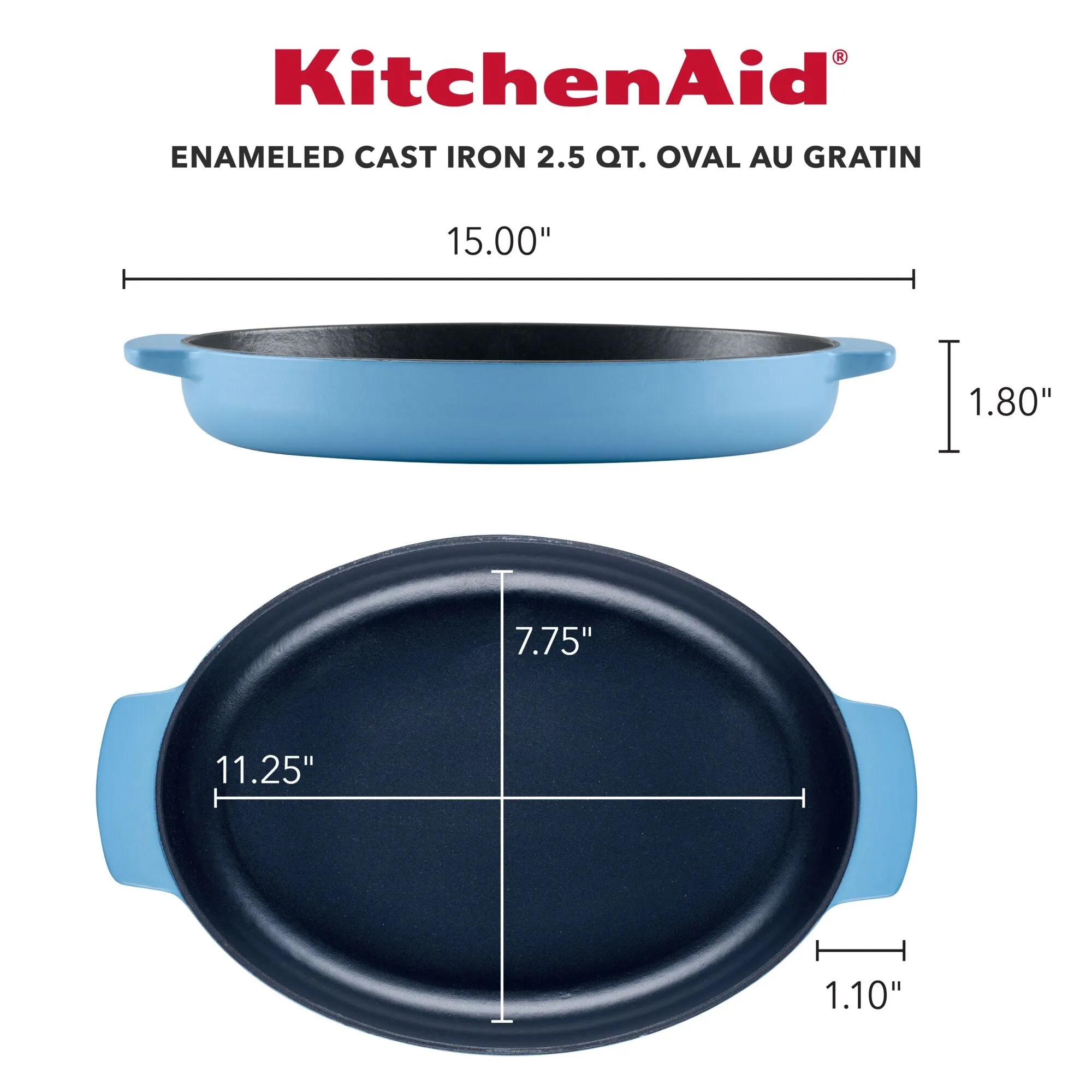 Enameled Cast Iron 2.5-Quart Au Gratin Roasting Pan