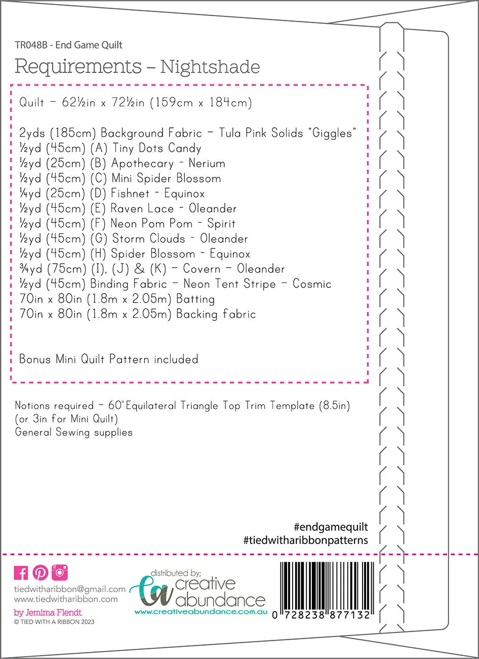 End Game - Nightshade Version Quilt Pattern