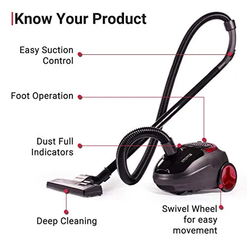 Eureka Forbes Trendy Zip 1000-Watt Vacuum Cleaner (Black/Red)