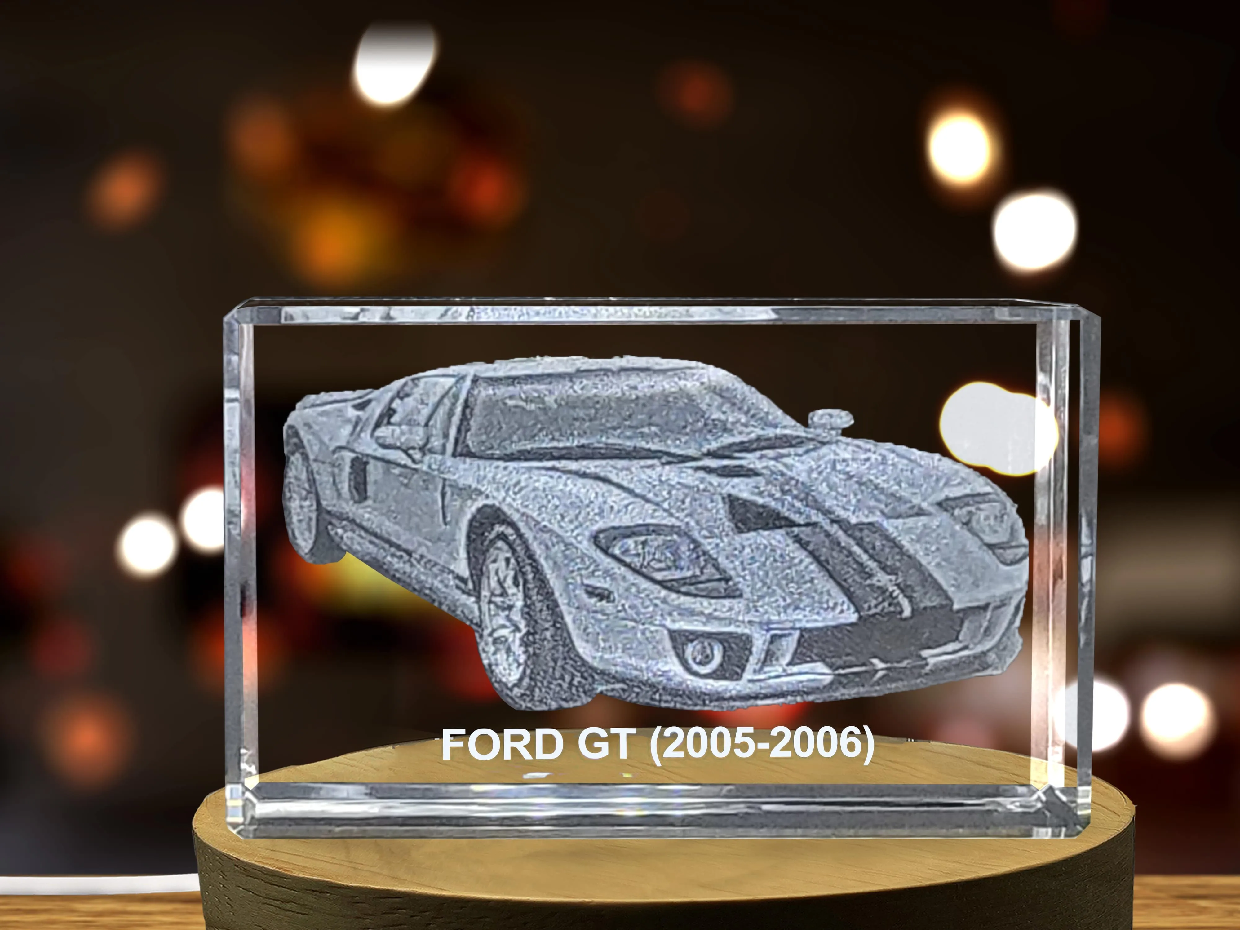 Exquisite 3D Engraved Crystal of the Legendary 2005-2006 Ford GT Supercar