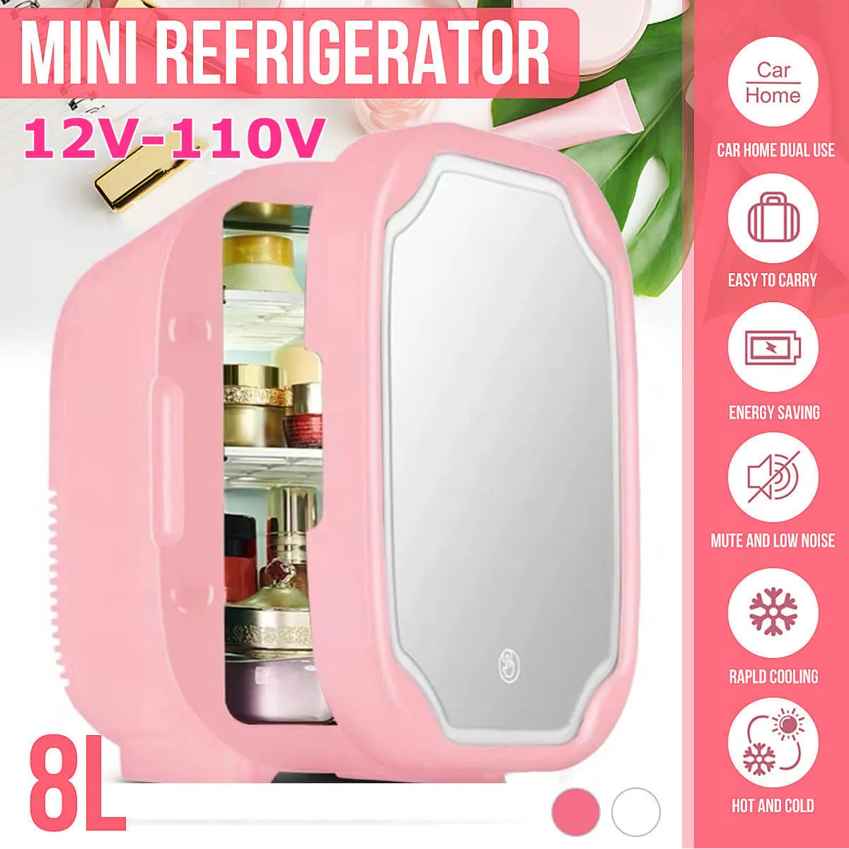 F48 Portable Refrigerator, Mini Cosmetic 8L Low Noise