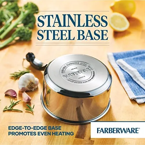 Farberware Classic Stainless Steel Sauce Pan/Saucepan with Lid, 1 Quart, Silver,50000,11.2"D x 6.3"W x 4.4"H