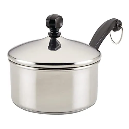 Farberware Classic Stainless Steel Sauce Pan/Saucepan with Lid, 1 Quart, Silver,50000,11.2"D x 6.3"W x 4.4"H