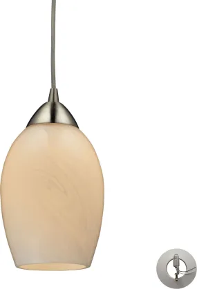 Favela 1 Light Pendant In Satin Nickel and Cocoa Glass - Includes Recessed Lighting Kit