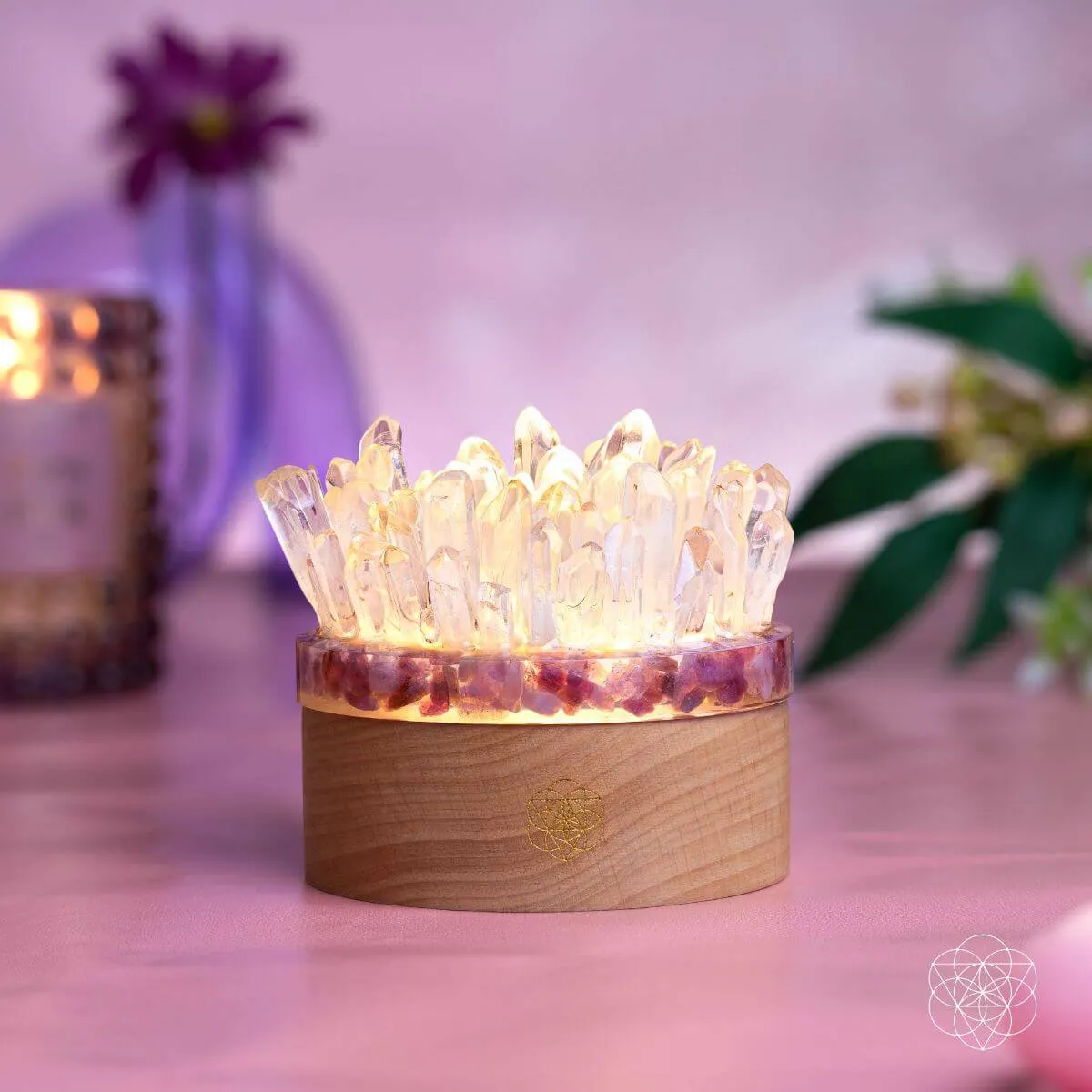 Find My Peace - Quartz & Tourmaline Lamp of Blooming Tranquility