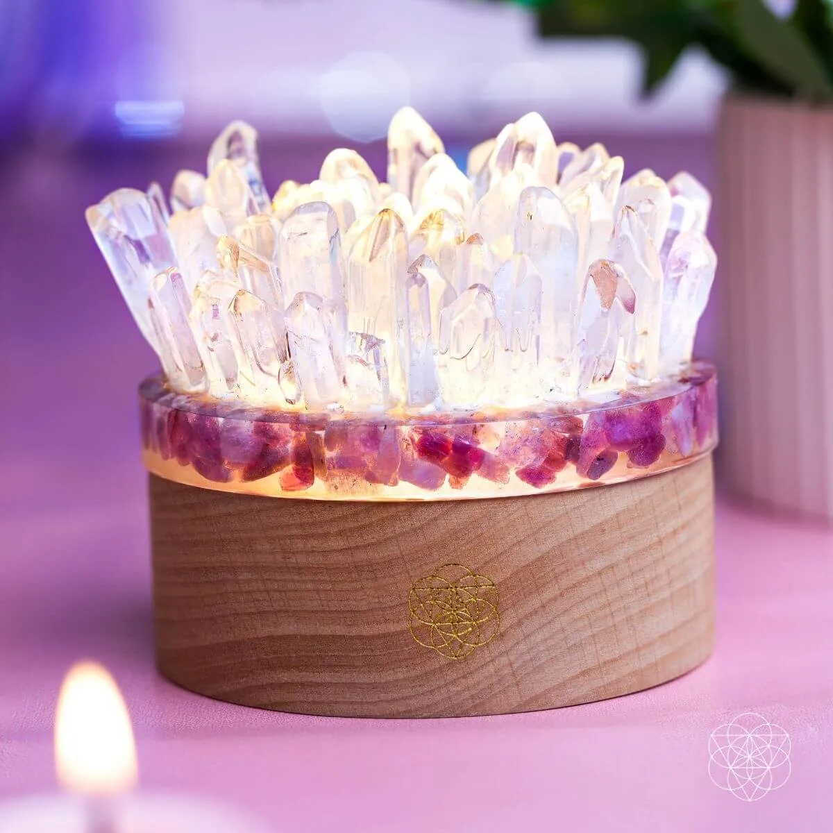 Find My Peace - Quartz & Tourmaline Lamp of Blooming Tranquility