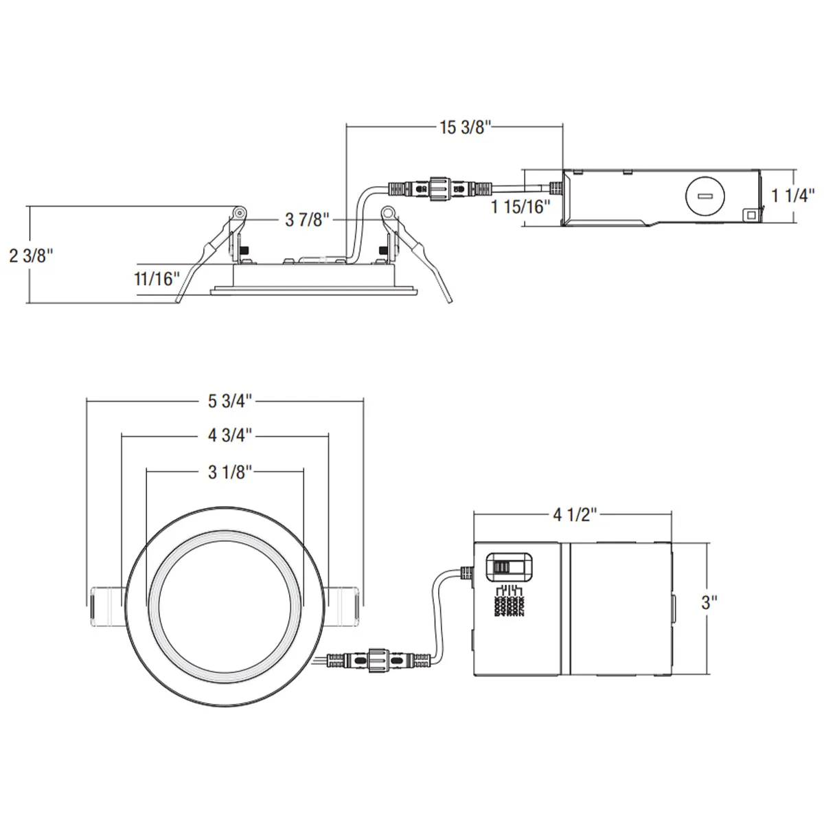 Fire Rated 4 Inch Canless LED Recessed Light, 800 Lumens, Selectable CCT, Baffle Trim