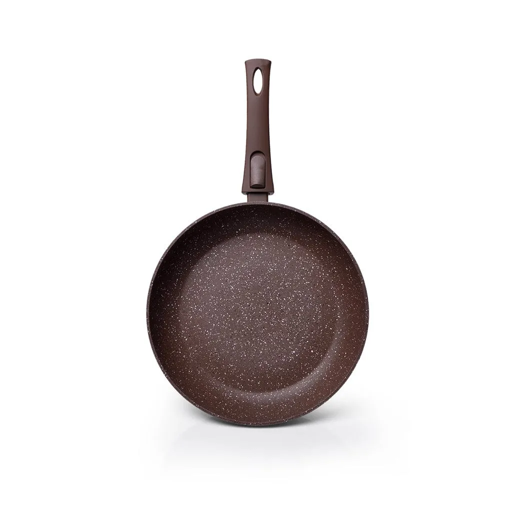 Fissman Frying Pan With Detachable Handle Smoky Stone Series 4 Layered Aluminum Coated Non Stick Brown 24x4.9cm