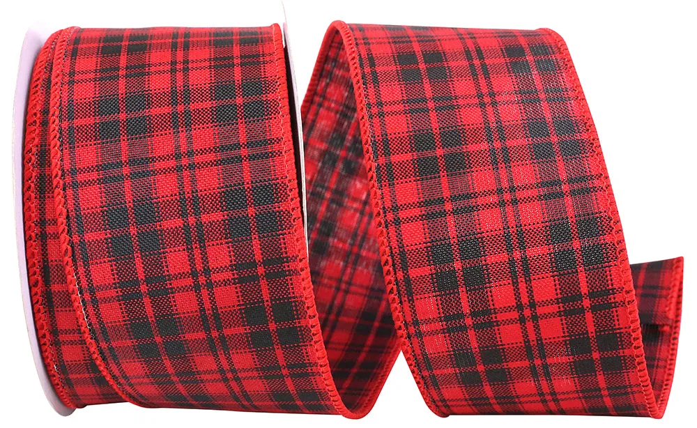 Flannel Print Plaid Christmas Ribbon - 2 1/2" x 10 Yards