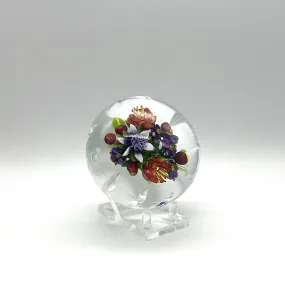 Floral Bouquet on White Paperweight by Ken Rosenfeld