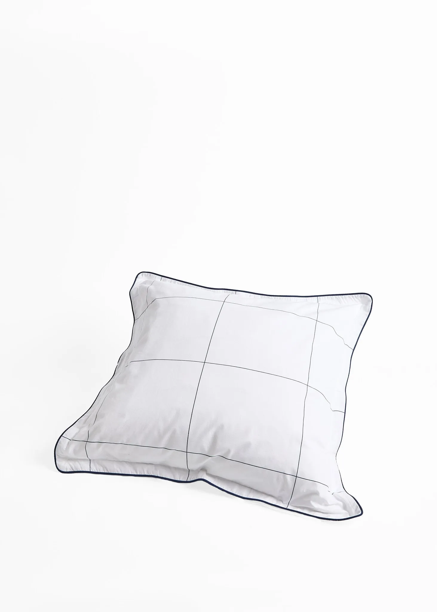 Foxford Navy Windowpane Oxford Square Pillowcase