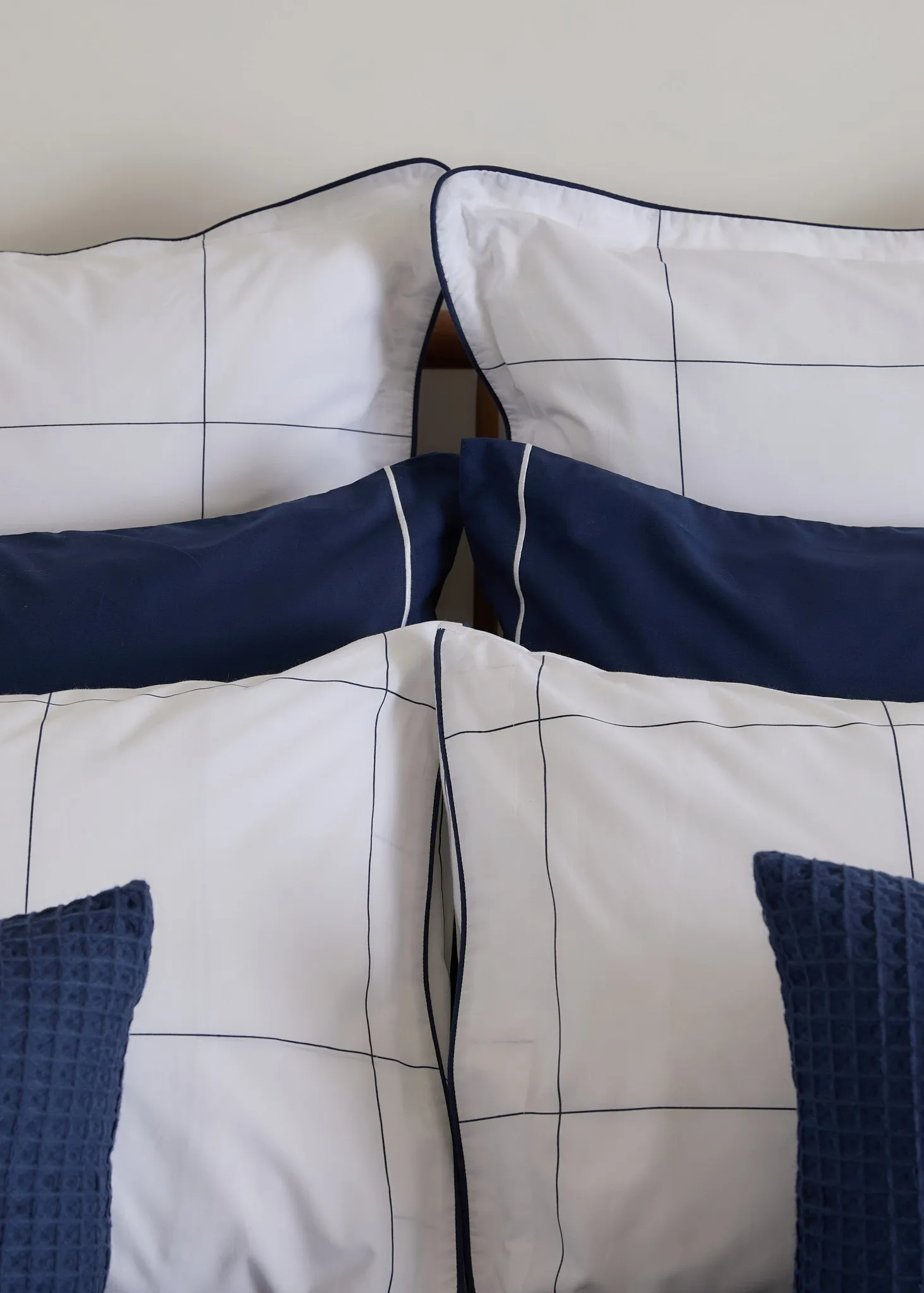 Foxford Navy Windowpane Oxford Square Pillowcase