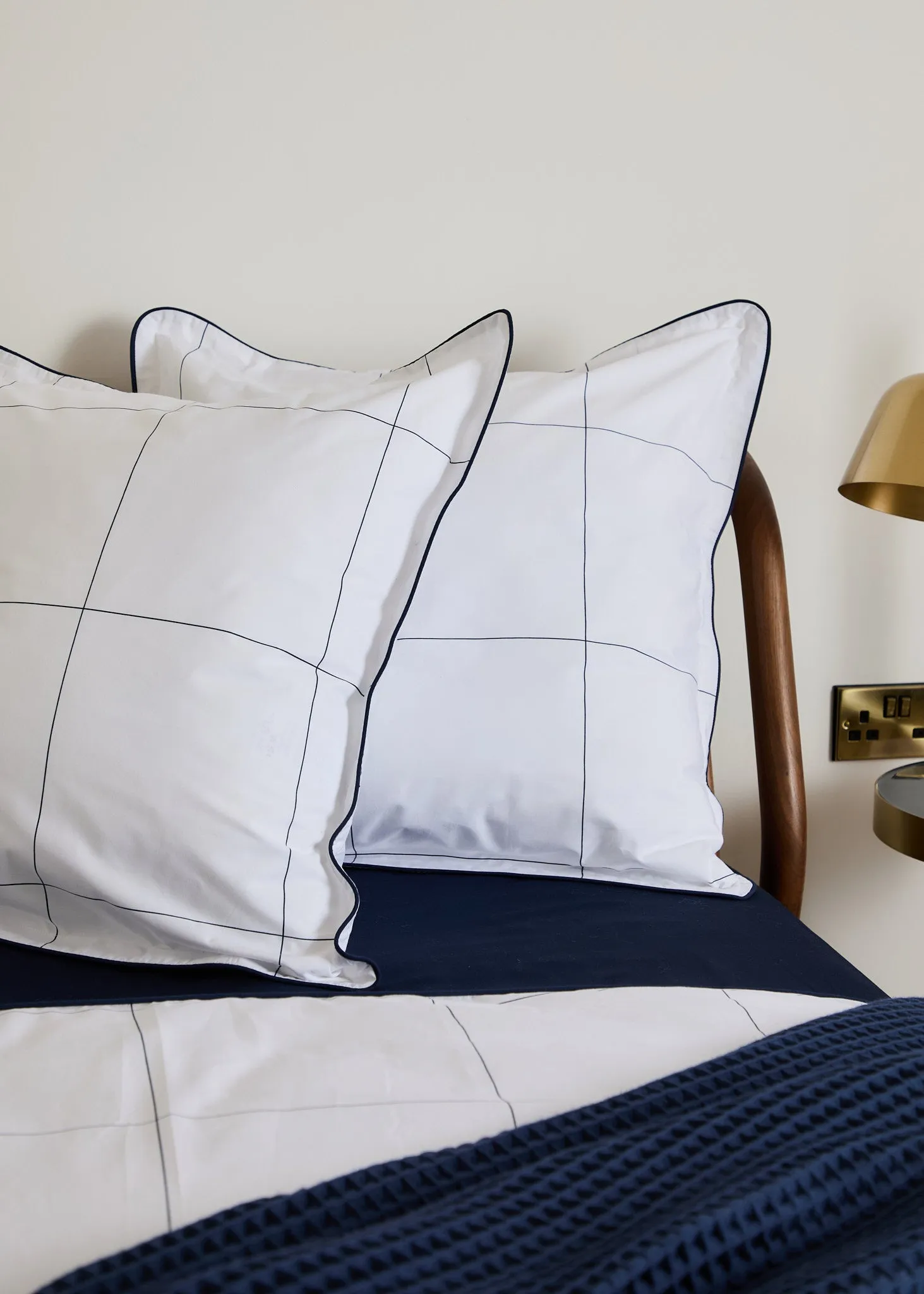 Foxford Navy Windowpane Oxford Square Pillowcase