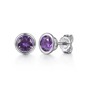 Gabriel & Co. Amethyst Stud Earrings in Sterling Silver