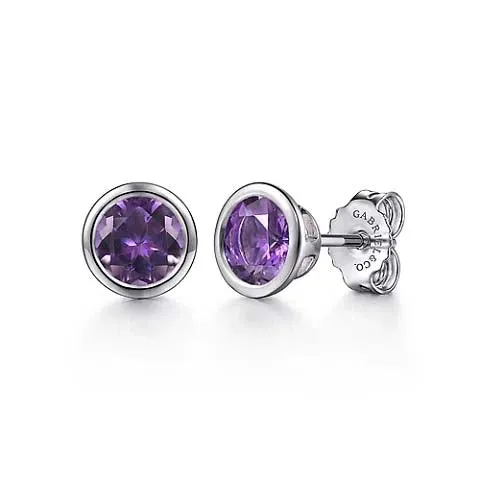 Gabriel & Co. Amethyst Stud Earrings in Sterling Silver