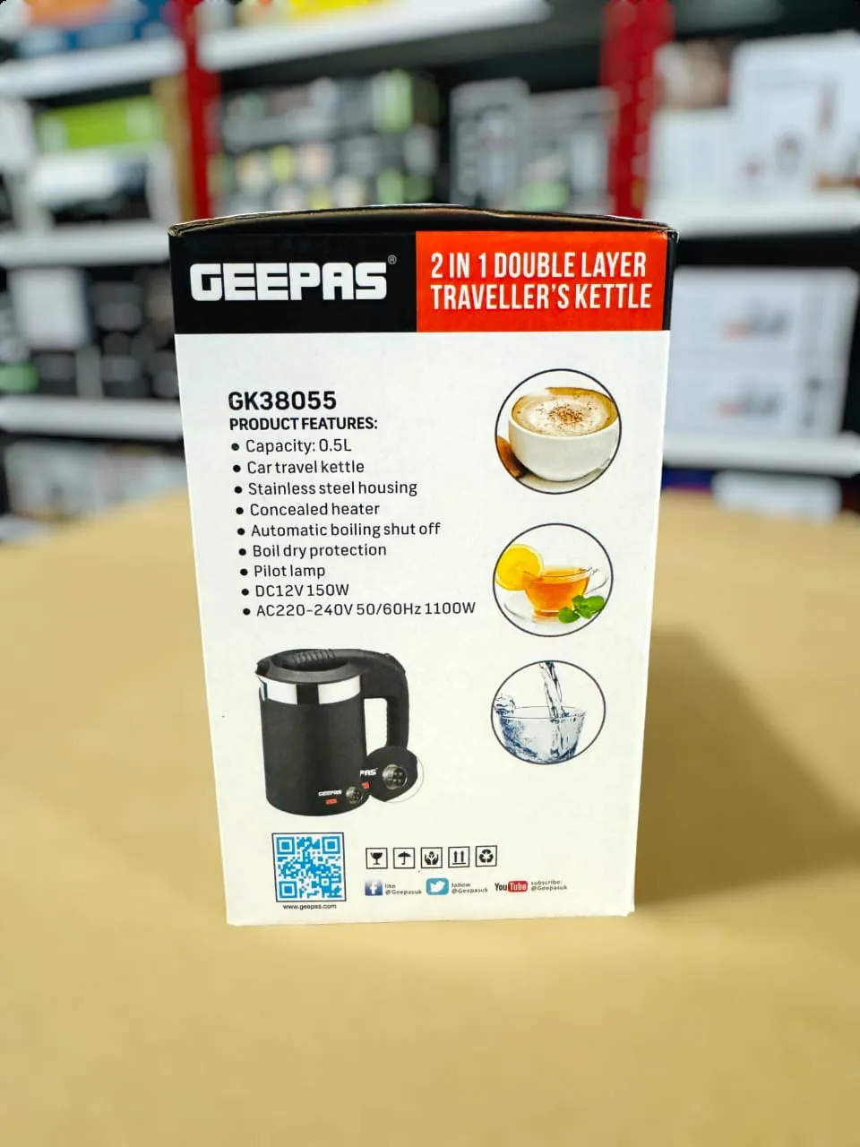 Geepas 2 in 1 Mini Travel Kettle GK38055