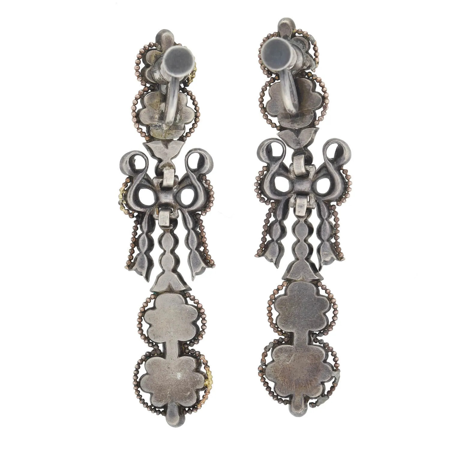 Georgian Large Sterling Silver Chrysoberyl Earrings