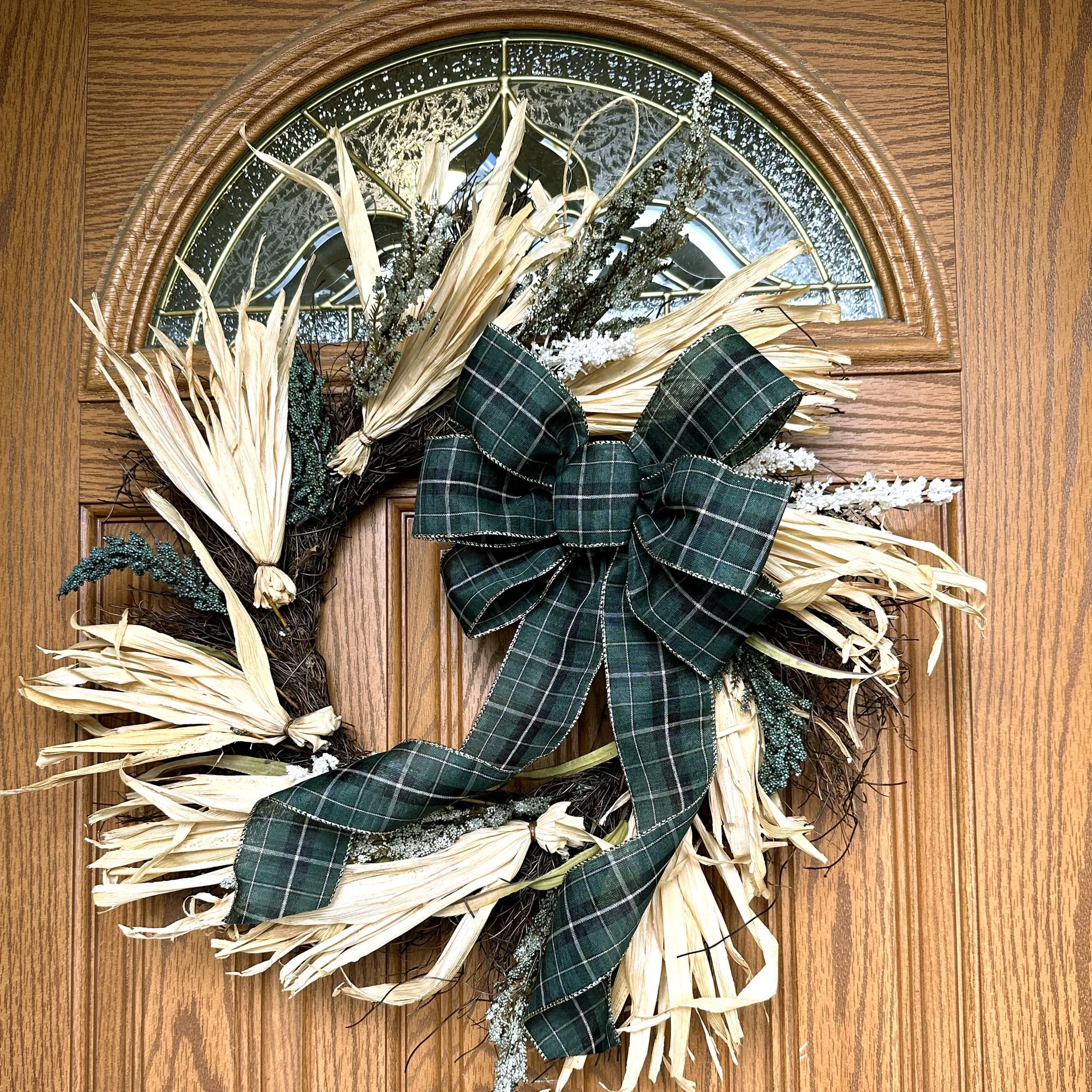 Green Black Plaid Christmas Bow - 10" Wide, 18" Long