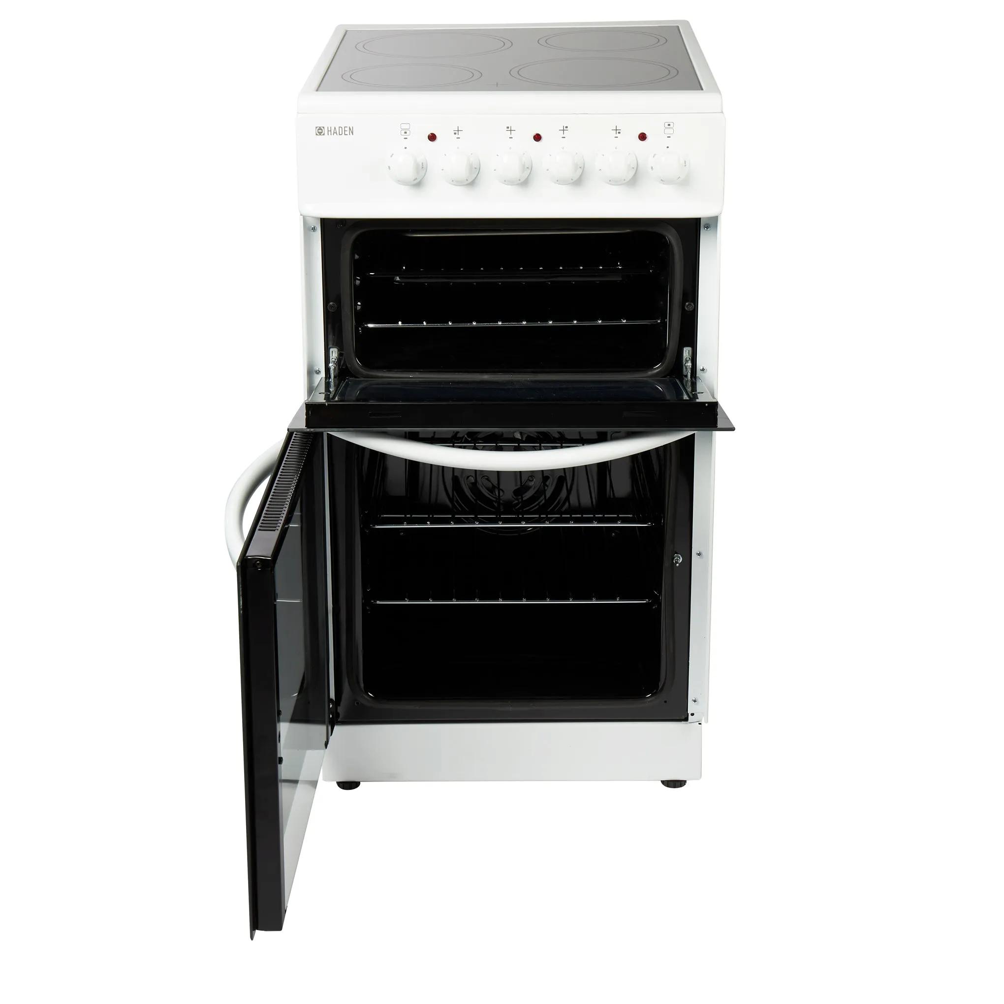 Haden White HE50DOMW 50cm Double Oven With Ceramic Hob