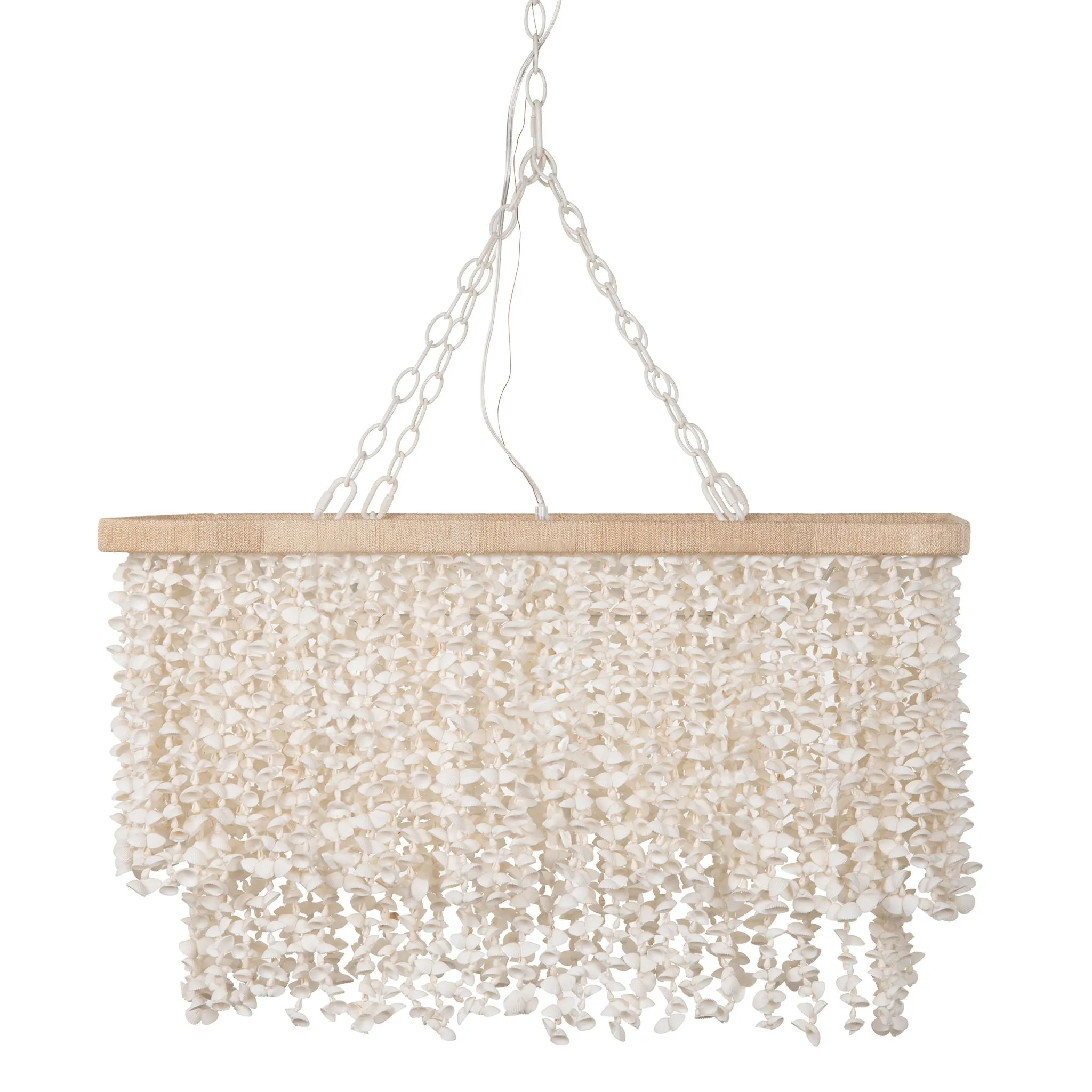 Hanging Lamp with White Clam Shell Curtain - Dining Table Lighting with Hanging Clamshells