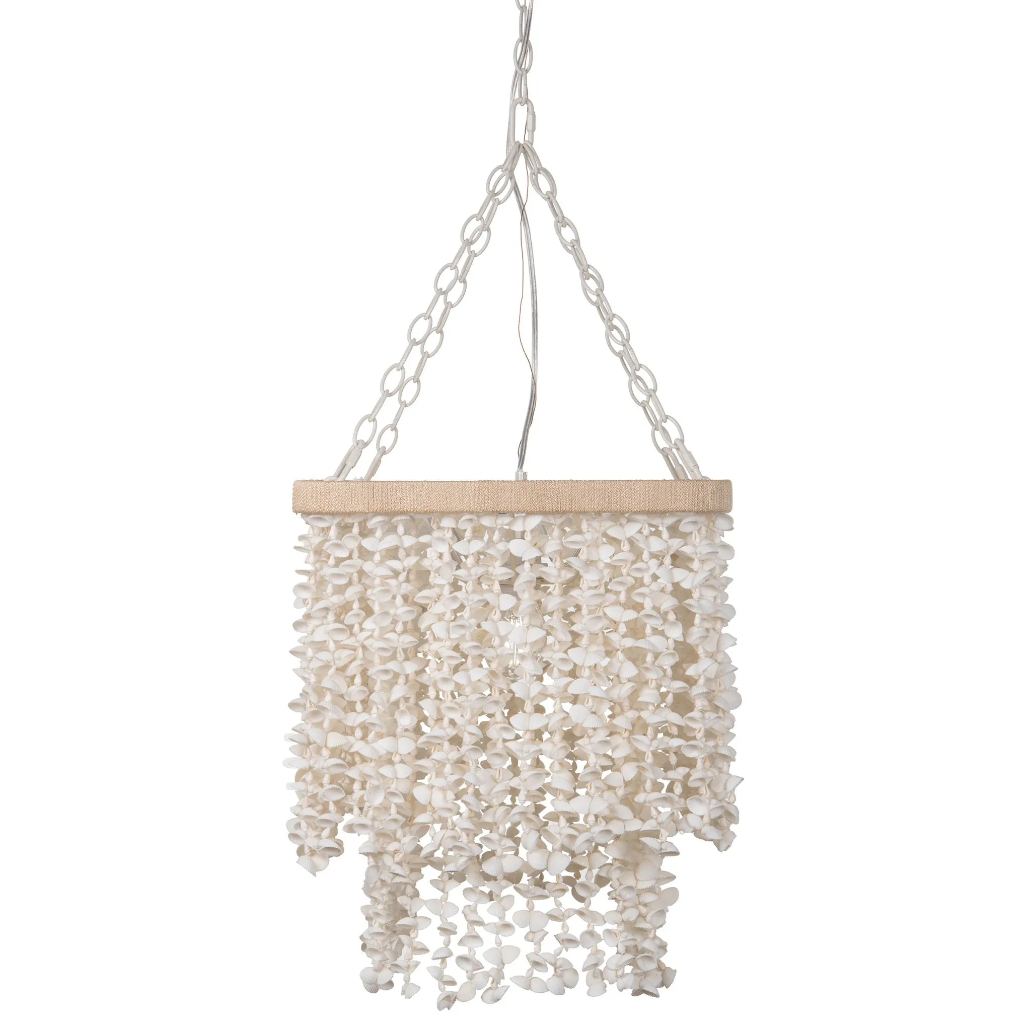 Hanging Lamp with White Clam Shell Curtain - Dining Table Lighting with Hanging Clamshells