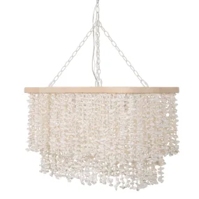 Hanging Lamp with White Clam Shell Curtain - Dining Table Lighting with Hanging Clamshells