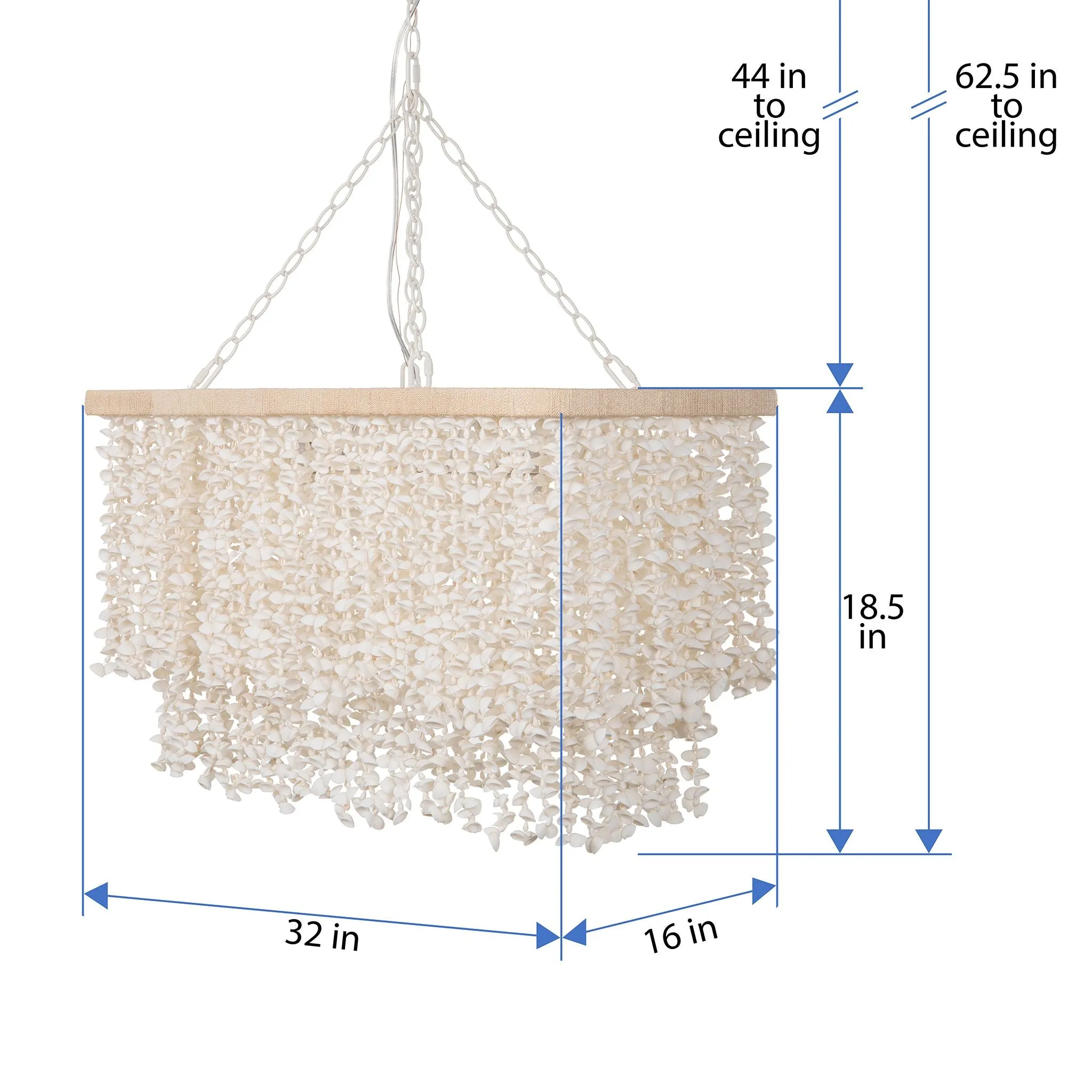 Hanging Lamp with White Clam Shell Curtain - Dining Table Lighting with Hanging Clamshells