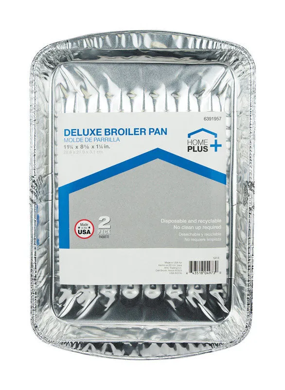 Home Plus Durable Foil 8-1/2 in. W X 11-3/4 in. L Broiler Pan Silver 2 pk