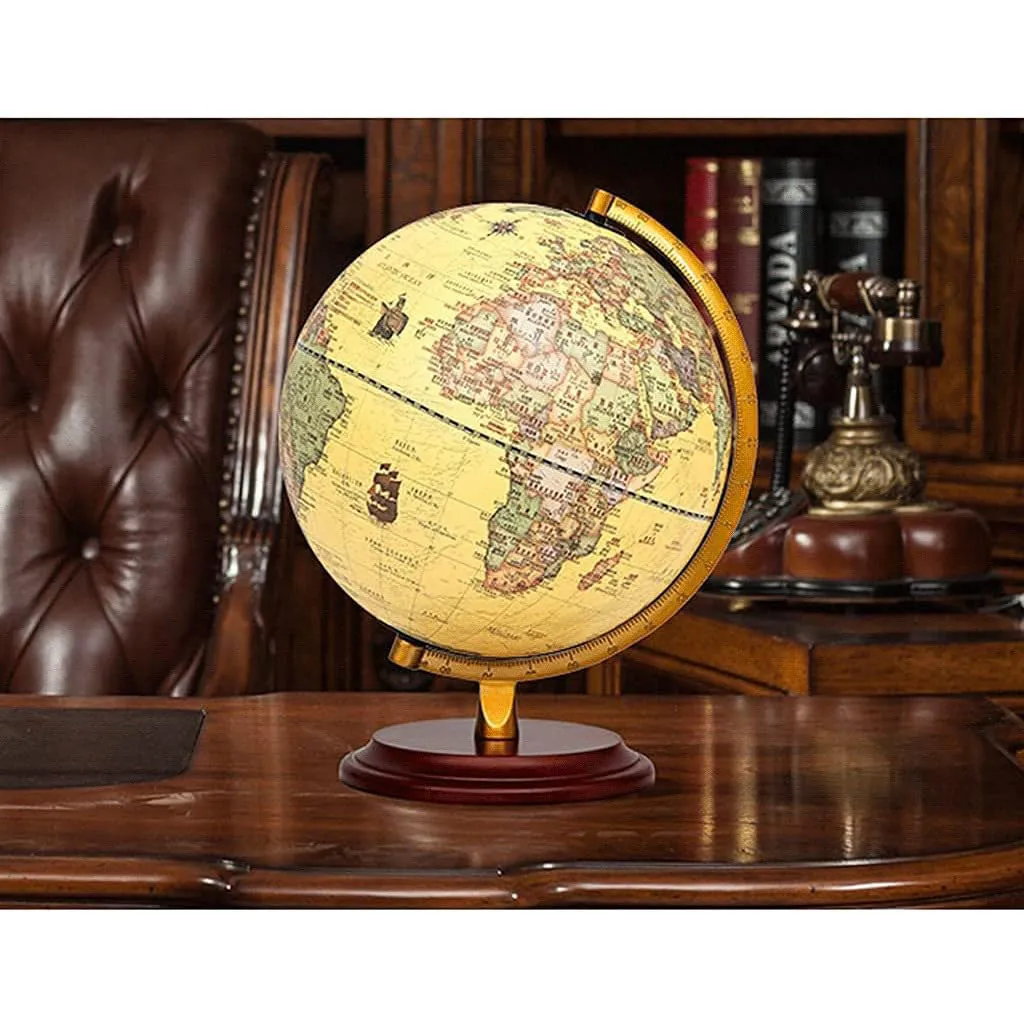 Illuminated Antique World Globe Decor LED Light-25cm