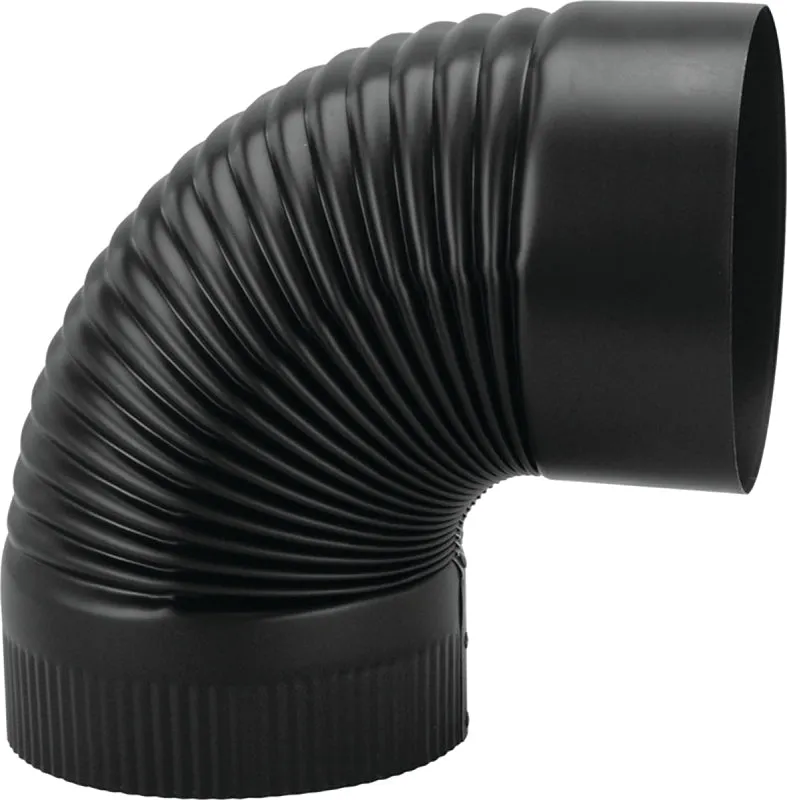 Imperial BM0023 Stove Pipe Elbow, 90 deg Angle, 6 in, 24 Gauge, Steel, Black :EA: QUANTITY: 4