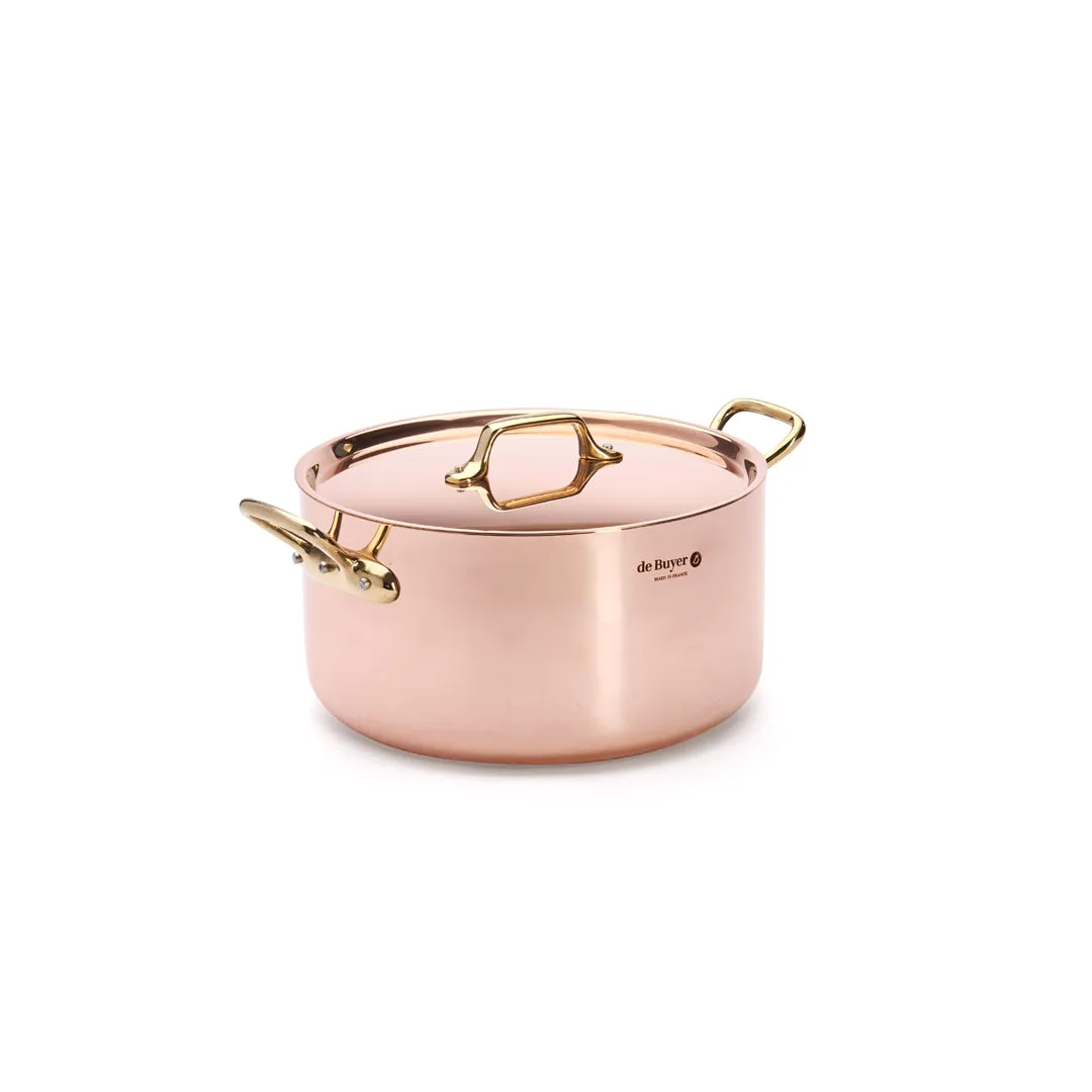 INOCUIVRE SERVICE Copper Stew Pan with Brass Handles