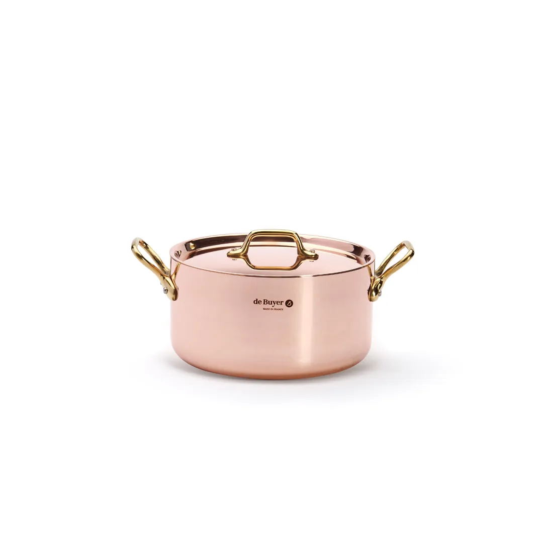 INOCUIVRE SERVICE Copper Stew Pan with Brass Handles