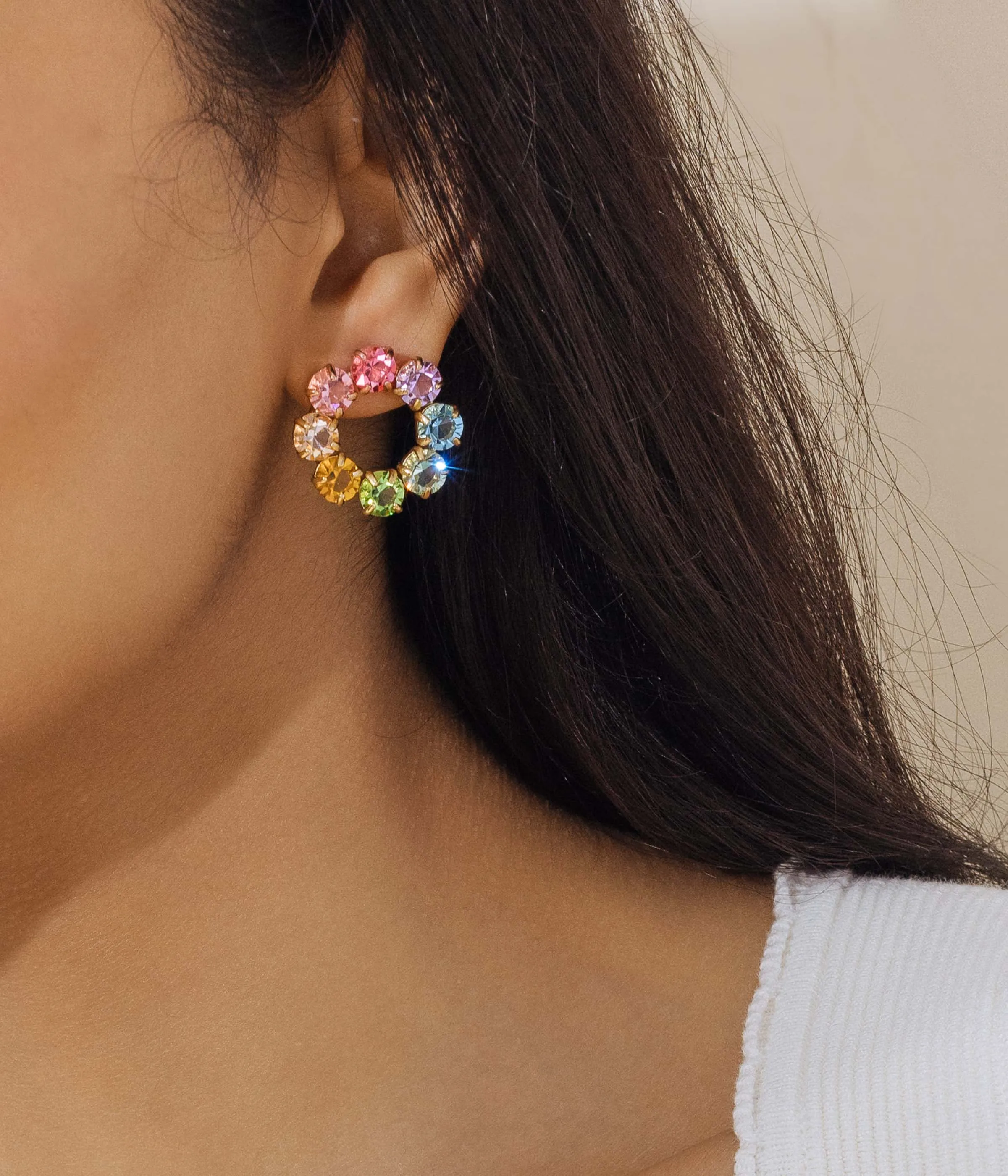 Kaleidoscope Rainbow Hoop Earrings