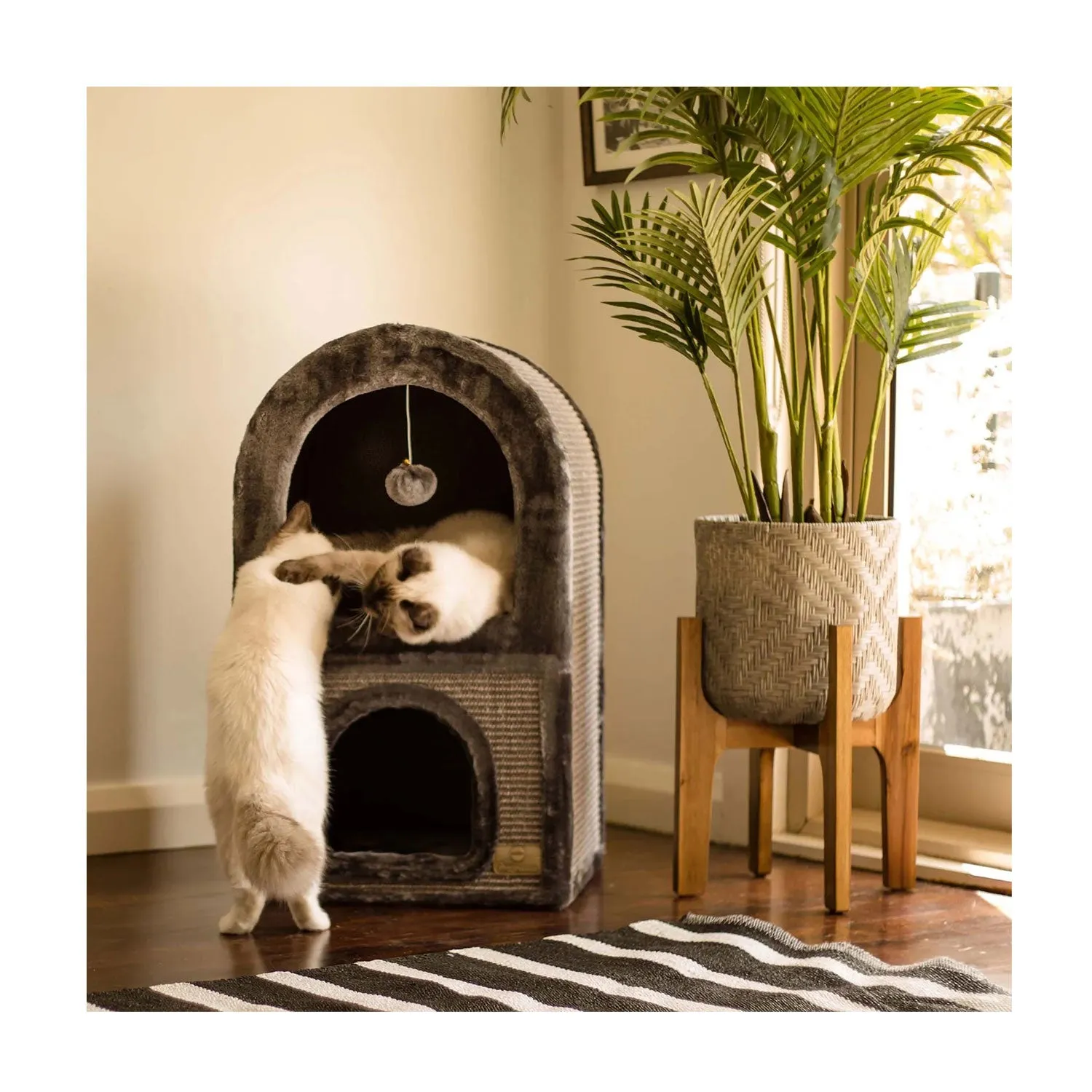 Kazoo 2 Chambers Cat Den Charcoal