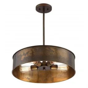 Kettle Weathered Brass Finish 4-Lights Edison Chandelier