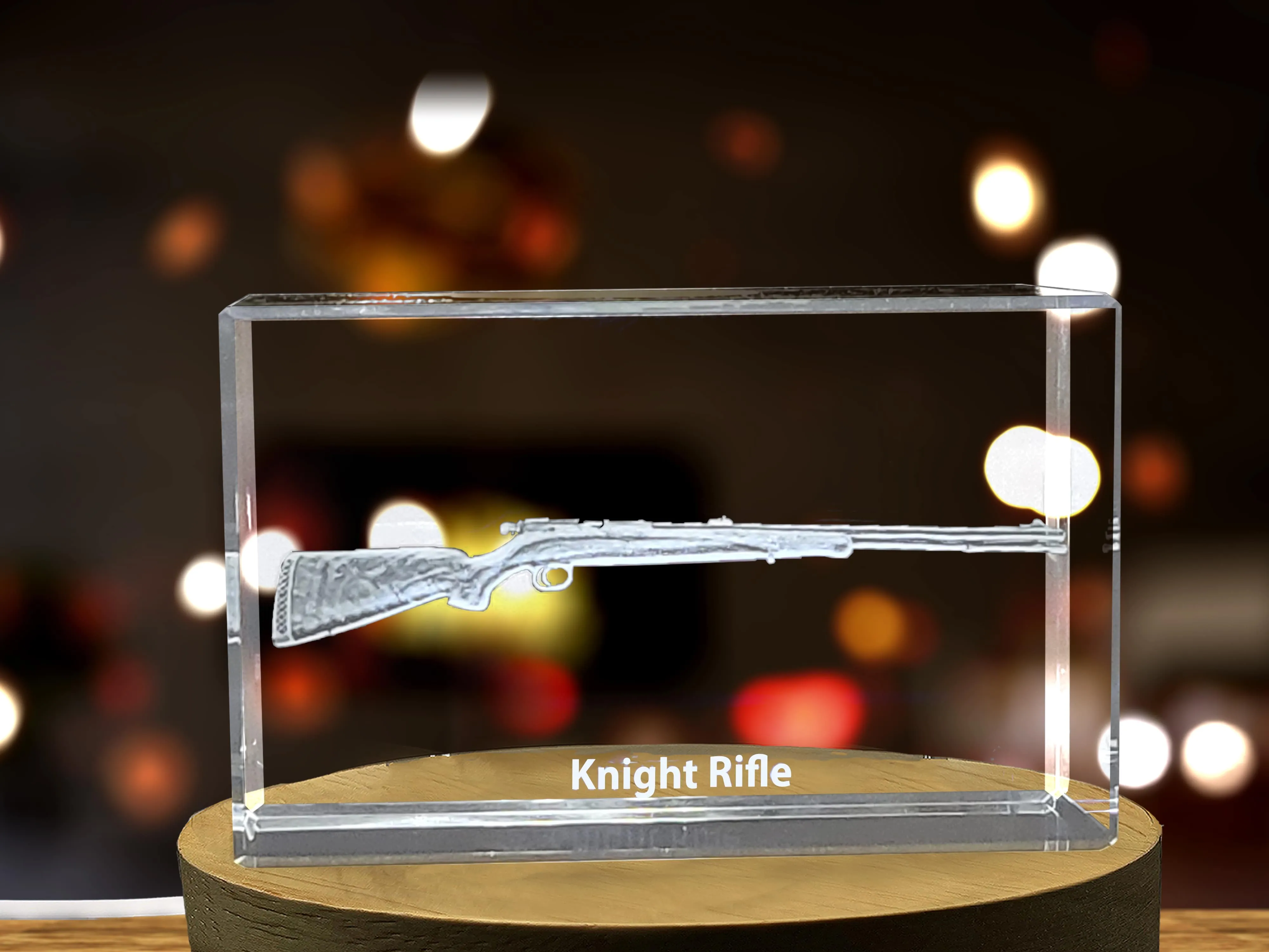 Knight Rifleman's Bolt-Action Rifle Design Laser Engraved Crystal Display