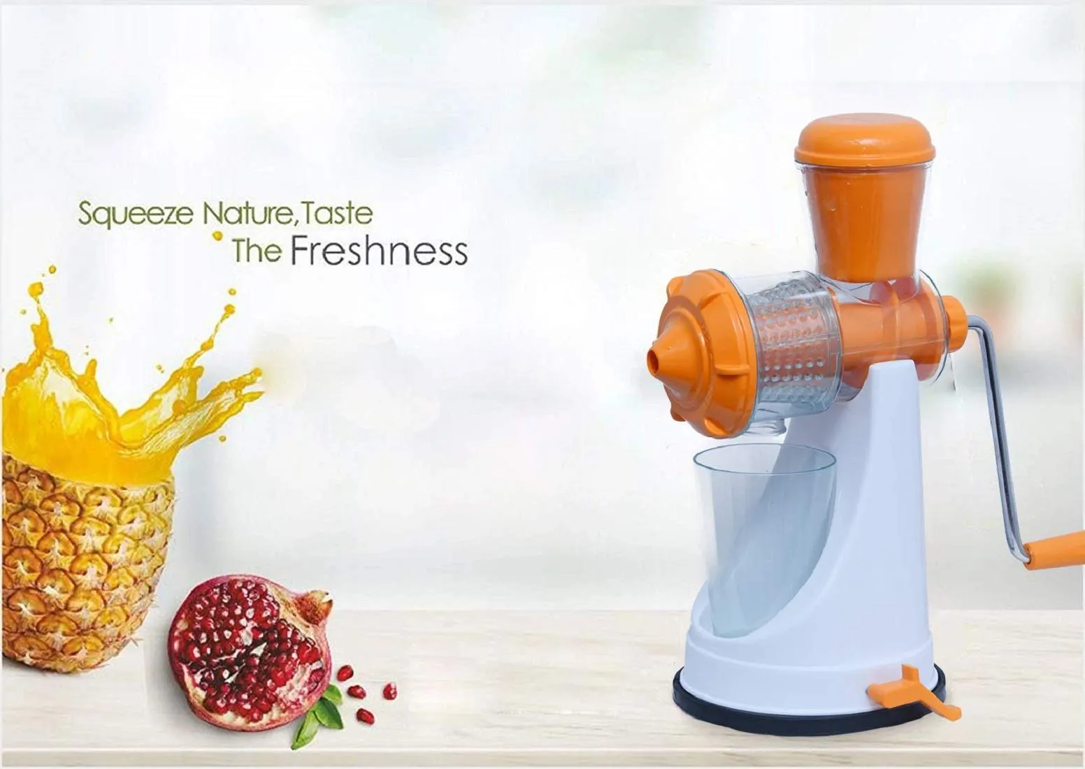 Kuber Industries Hand Press Fruit Juicer|Manual Hand Juicer|Orange Juicer, Portable Juicer|Hand Press Juicer (Orange)