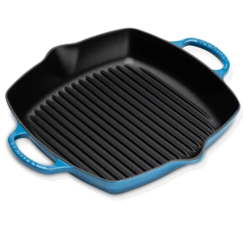 Le Creuset Signature Cast Iron Deep Square Grill 30cm Marseille Blue