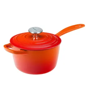 Le Creuset Signature Enameled Cast Iron Sauce Pan with Lid, 1.75-Quart, Flame