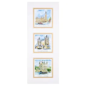 London Triple Mounted Print By Little England