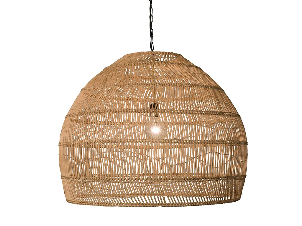 Luhu Open Weave Cane Rib Bell Pendant Lamp, Extra Large, Natural