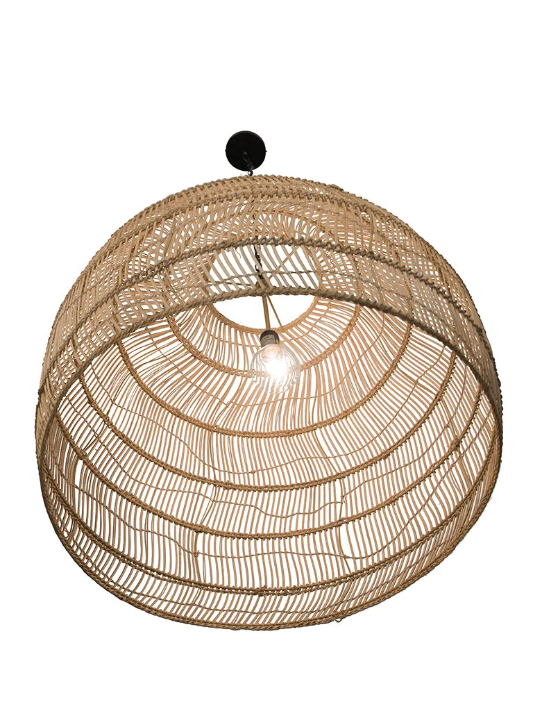 Luhu Open Weave Cane Rib Bell Pendant Lamp, Extra Large, Natural