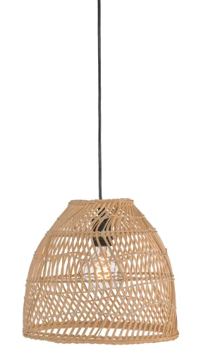 Luhu Open Weave Cane Rib Mini Bell Pendant Lamp, Natural, Small