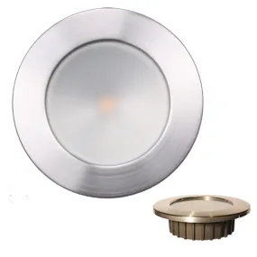 Lunasea *ZERO EMI* Recessed 3.5* LED Light - Warm White, Red w/Brushed Stainless Steel Bezel - 12VDC