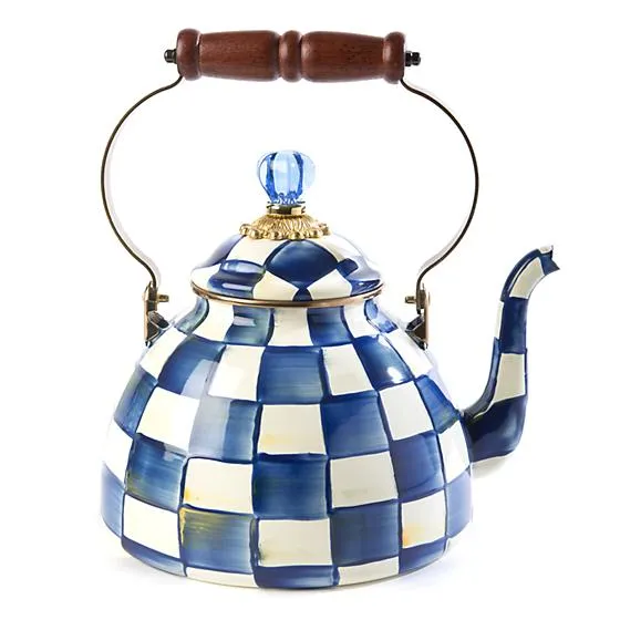 MacKenzie Childs Royal Check 3 Quart Tea Kettle