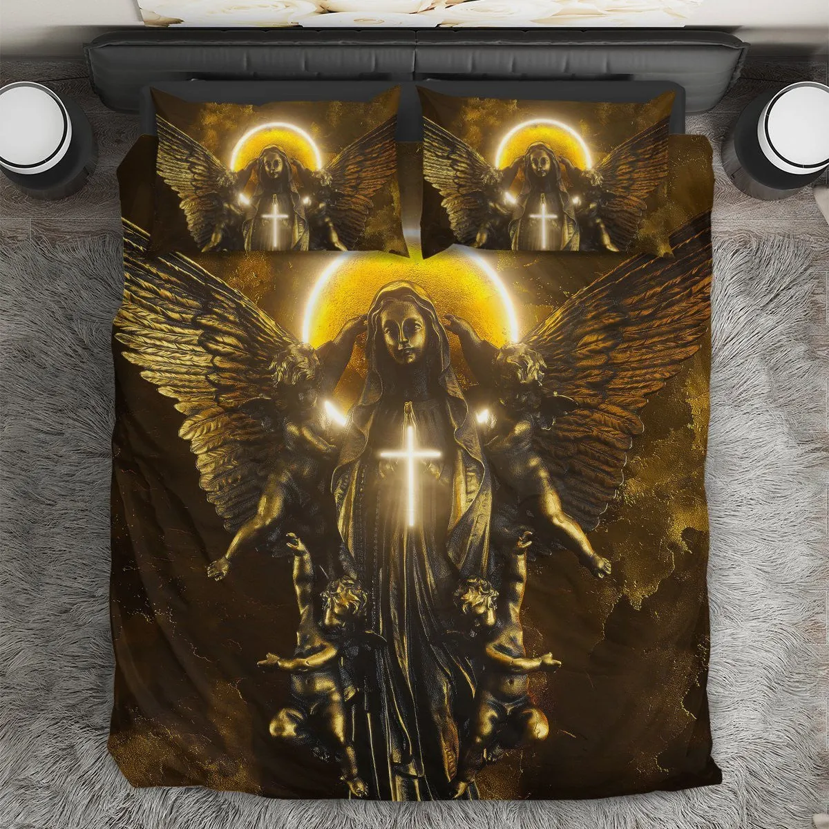 Mary Menmoto Mori Inspired Jesus Bedding Set - Christian Bedding Sets