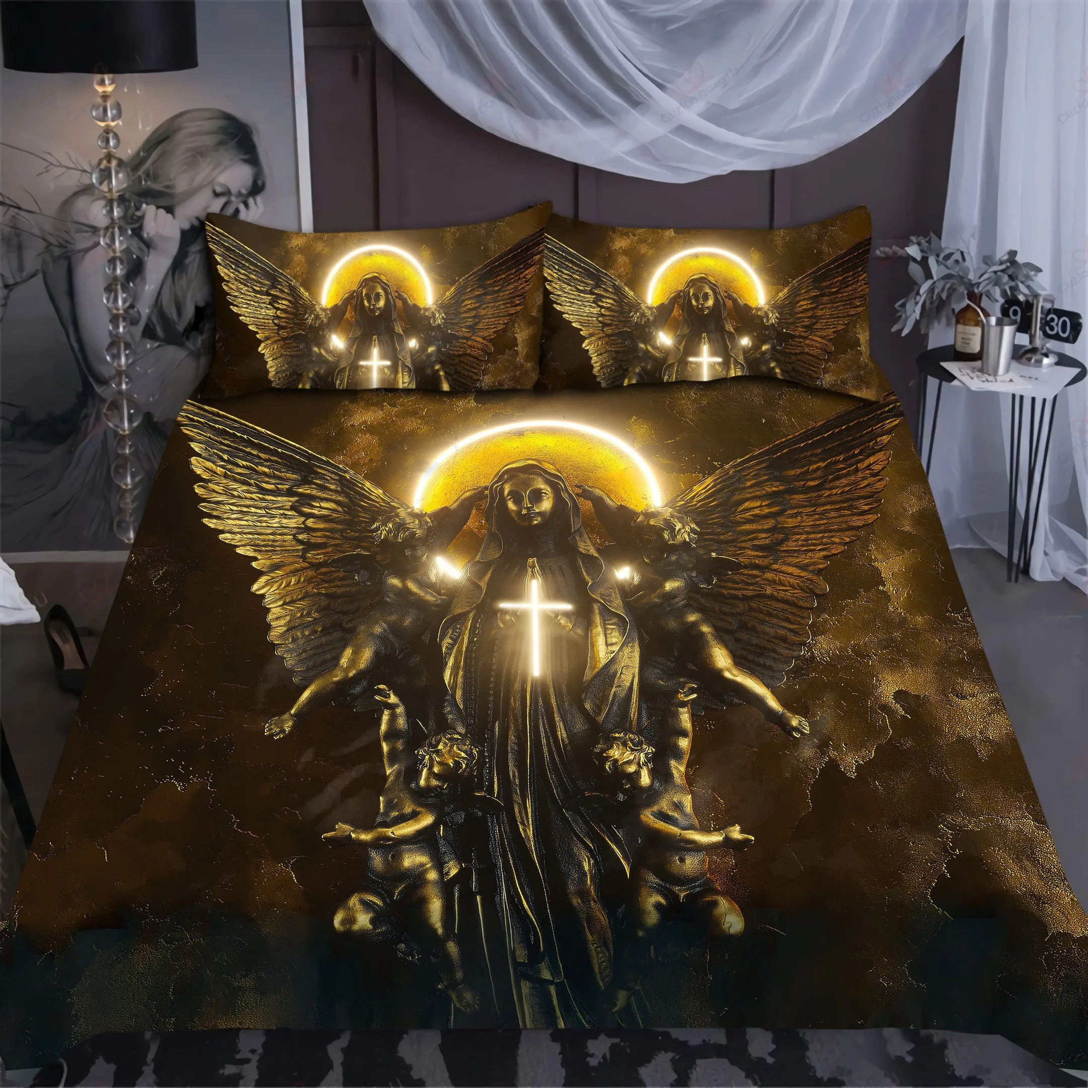 Mary Menmoto Mori Inspired Jesus Bedding Set - Christian Bedding Sets