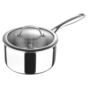 MasterPro Saucepan With Glass Lid Tri-Ply Stainless Steel 18cm