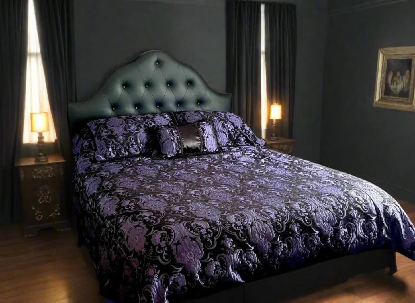 MEDIEVAL TAPESTRY DUVET AND PILLOW SET  - PURPLE/BLACK TAPESTRY - QUEEN SIZE