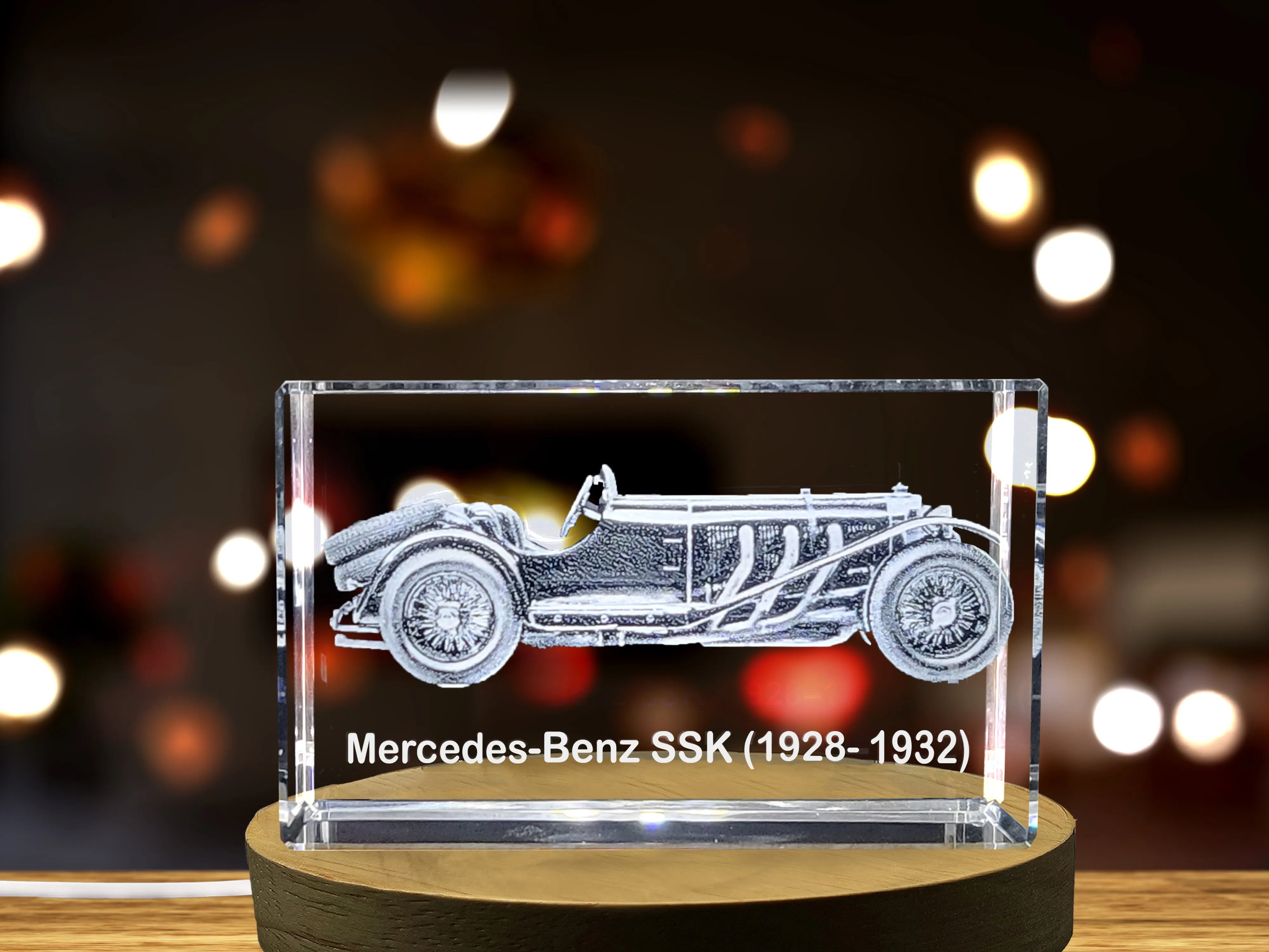 Mercedes-Benz SSK Supercar Collectible Crystal Sculpture | 1928-1932 Racing Legend